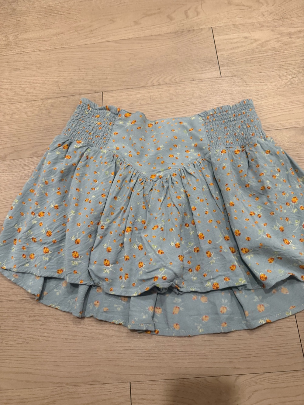 Urban Outfitters Blue Floral Mini Skirt with Orange Flowers
